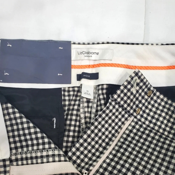 Liz Claiborne New York Jackie Straight Leg Slacks Checkered Sz 10 - Picture 6 of 10
